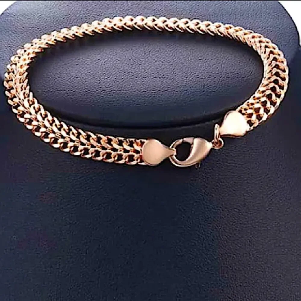 Rose Gold Double Weaving Chain Link Bracelet